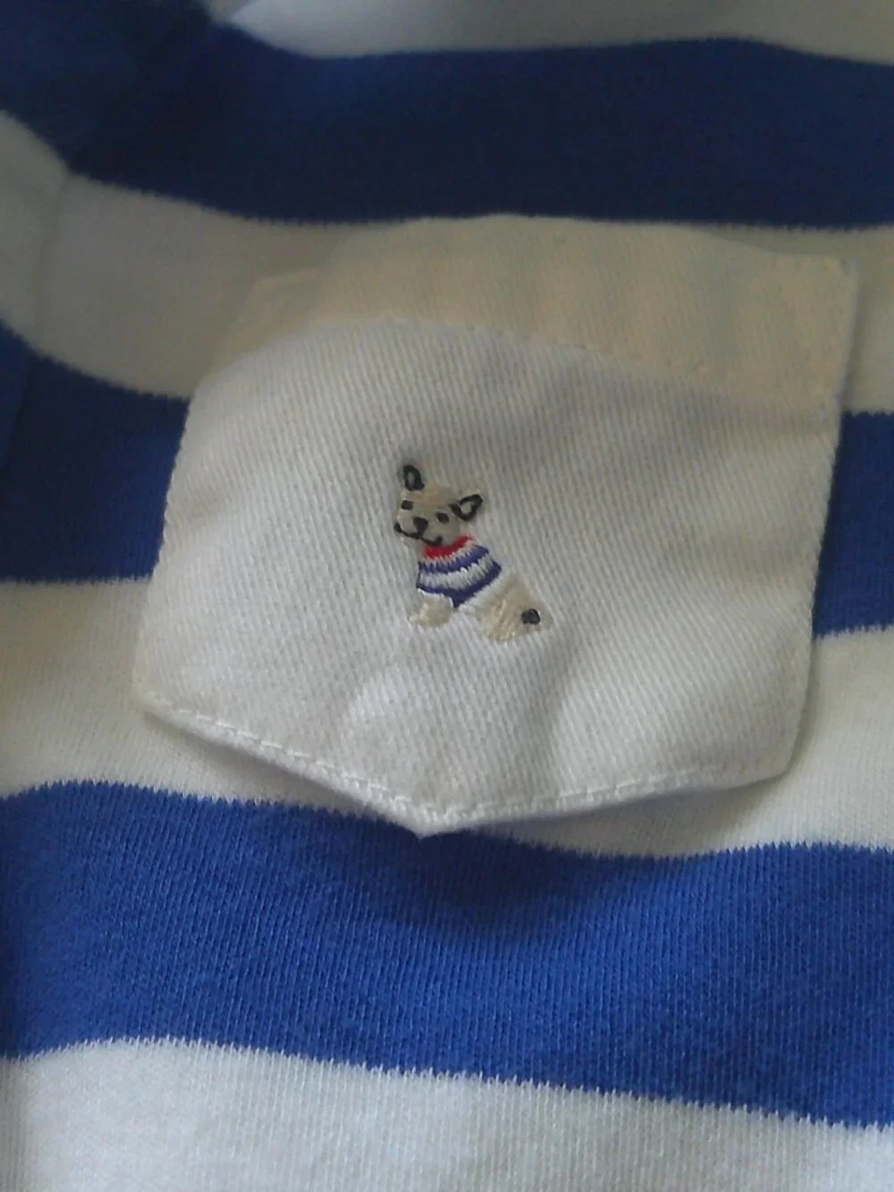 Janie and Jack Baby/Toddler Boys Blue & White Stripe Dog One-Piece - Size 18-24M